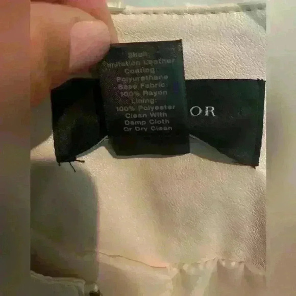 Ann Taylor Cream Colored Pleather Bomber Summer Jacket Size Large Petite - Picture 4 of 4